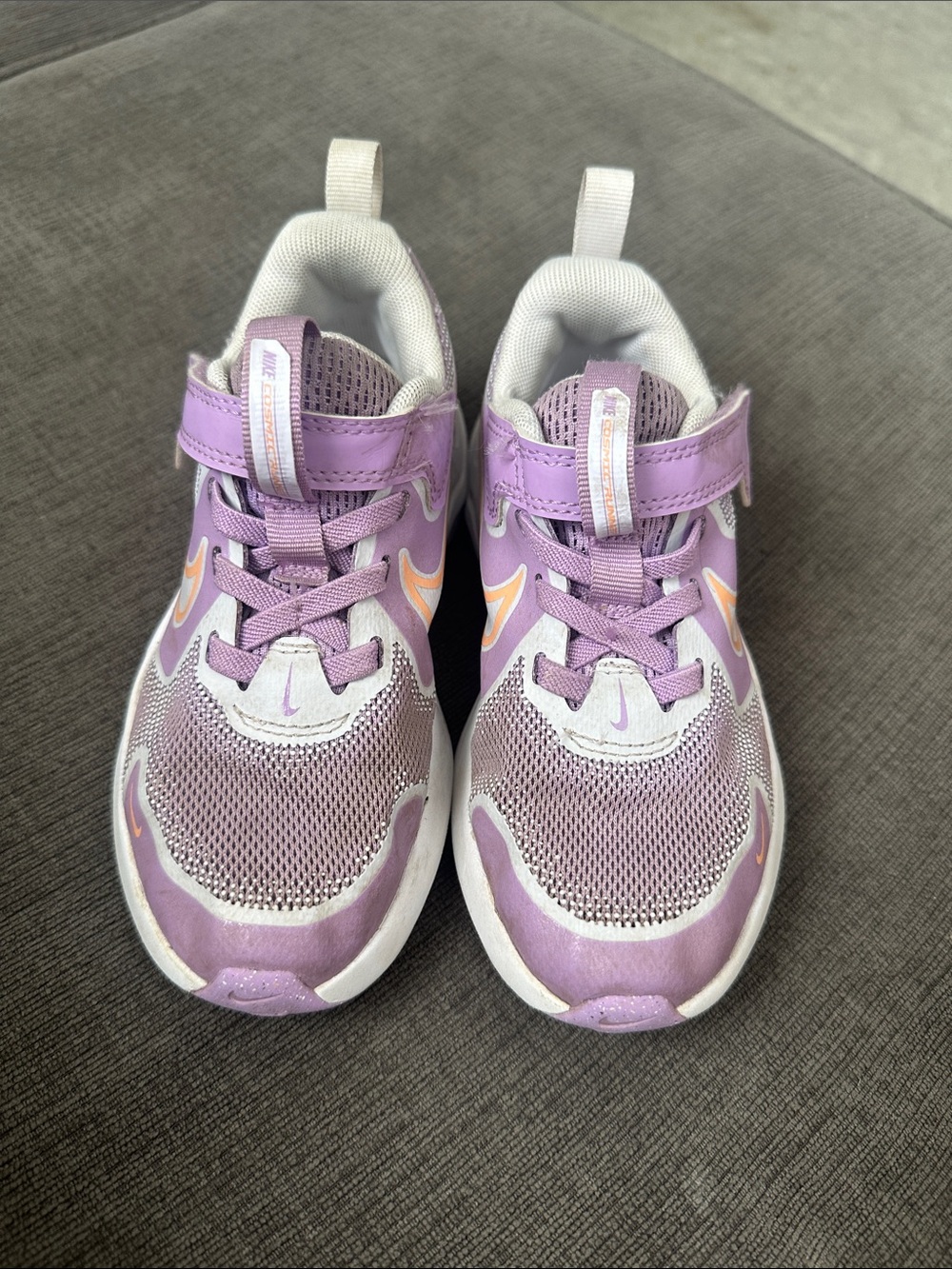 Kids Nike Lilac Athletic Sneakers with Hook-and-Loop Strap